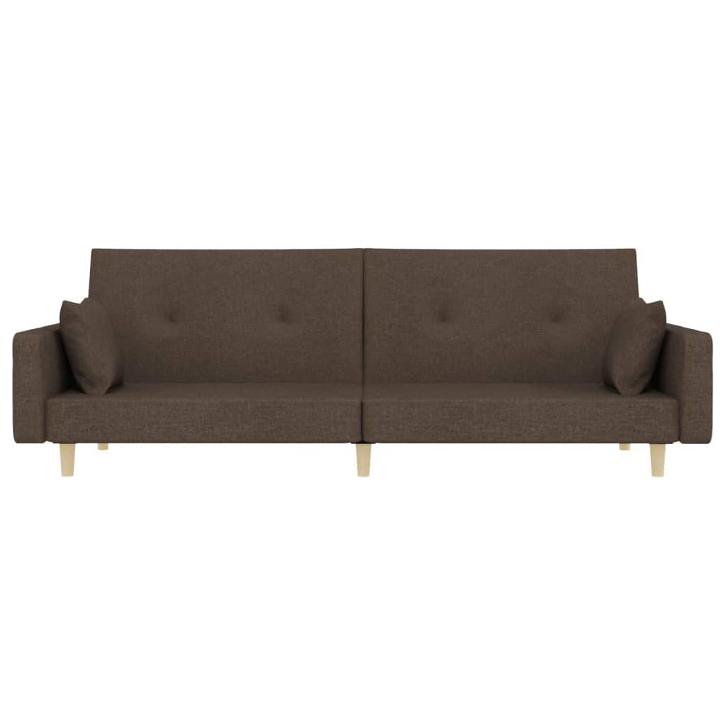 Dvivietė sofa-lova su dvejomis pagalvėmis, taupe, audinys