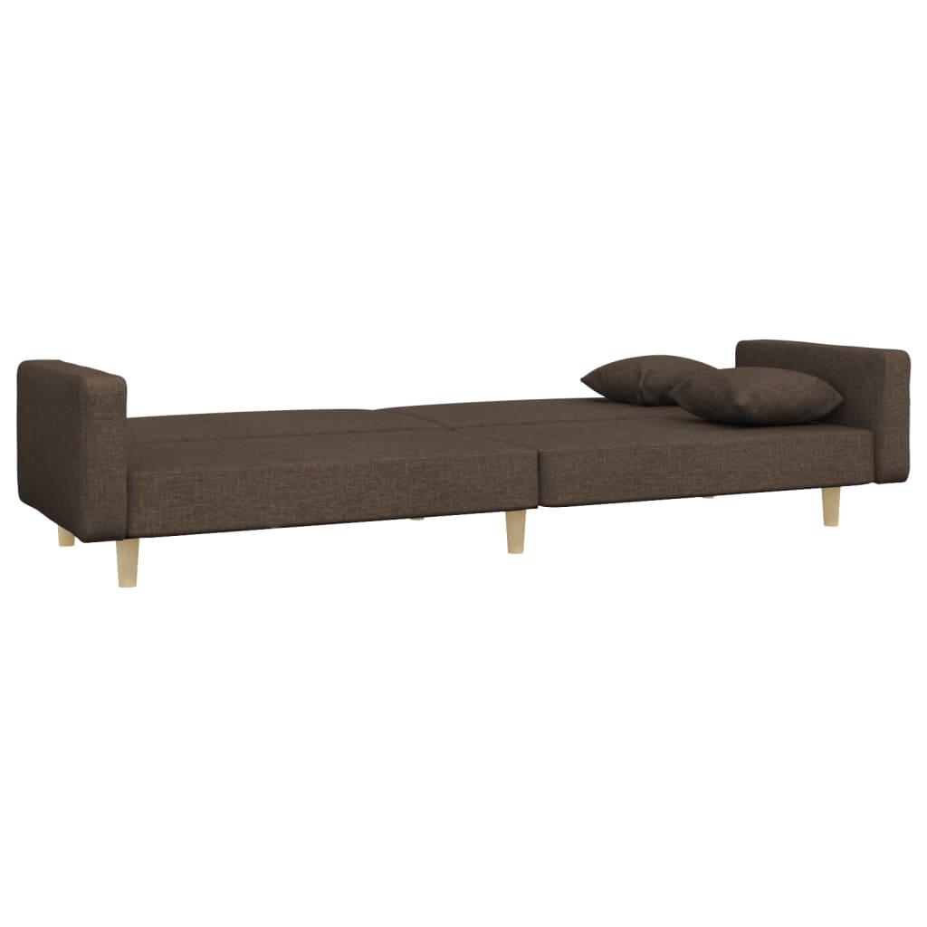 Dvivietė sofa-lova su dvejomis pagalvėmis, taupe, audinys