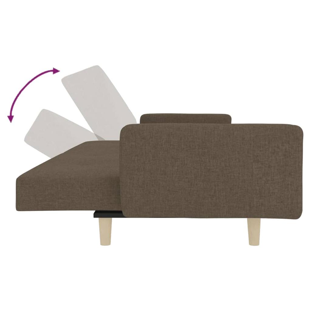 Dvivietė sofa-lova su dvejomis pagalvėmis, taupe, audinys