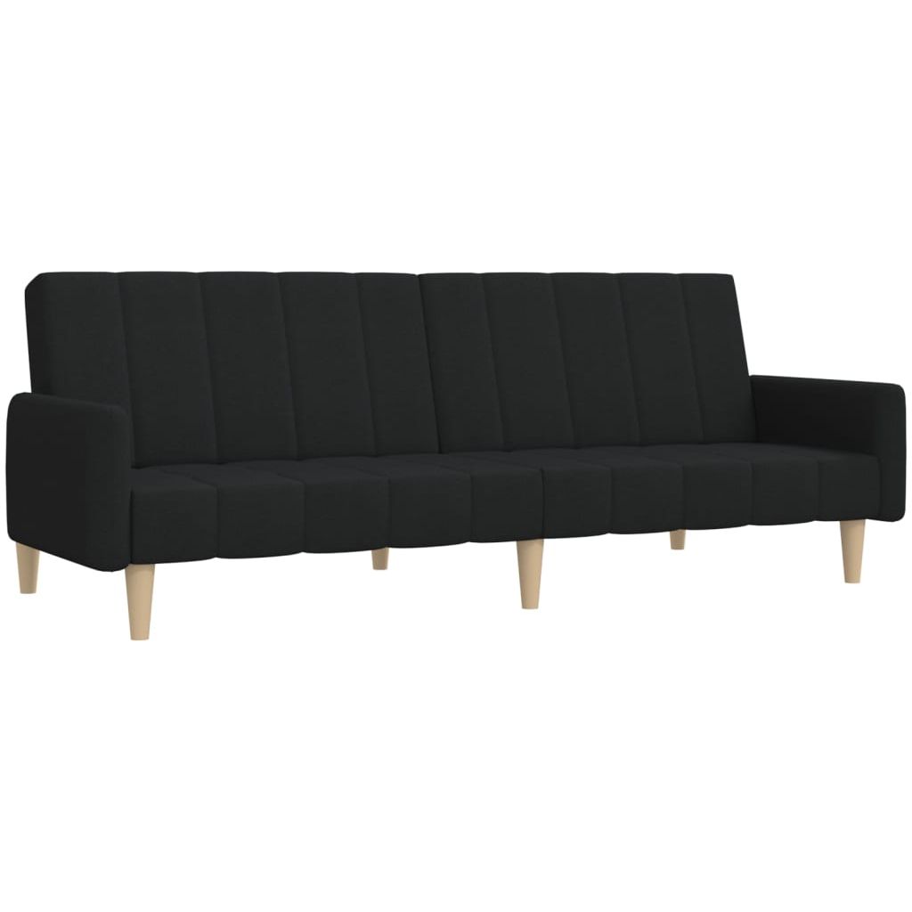 Dvivietė sofa-lova, juodos spalvos, audinys