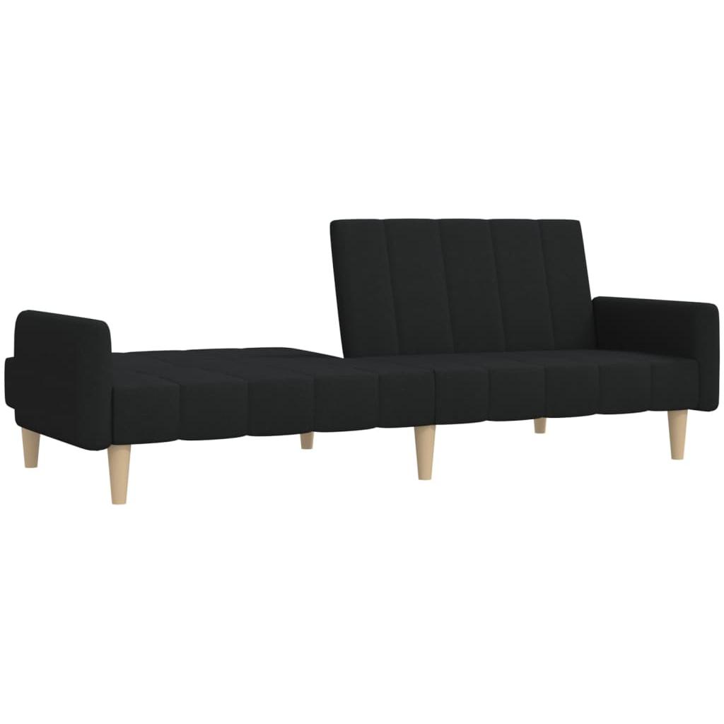 Dvivietė sofa-lova, juodos spalvos, audinys