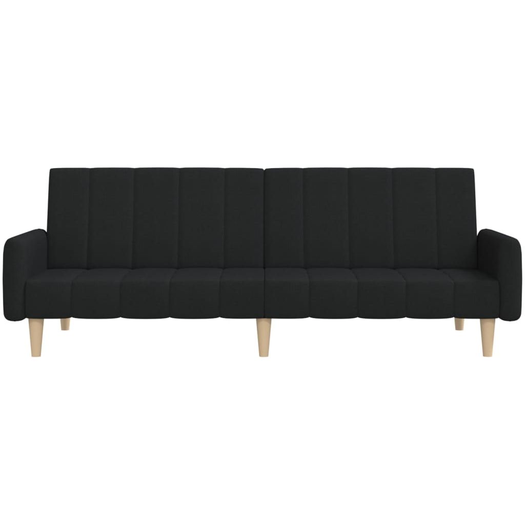 Dvivietė sofa-lova, juodos spalvos, audinys