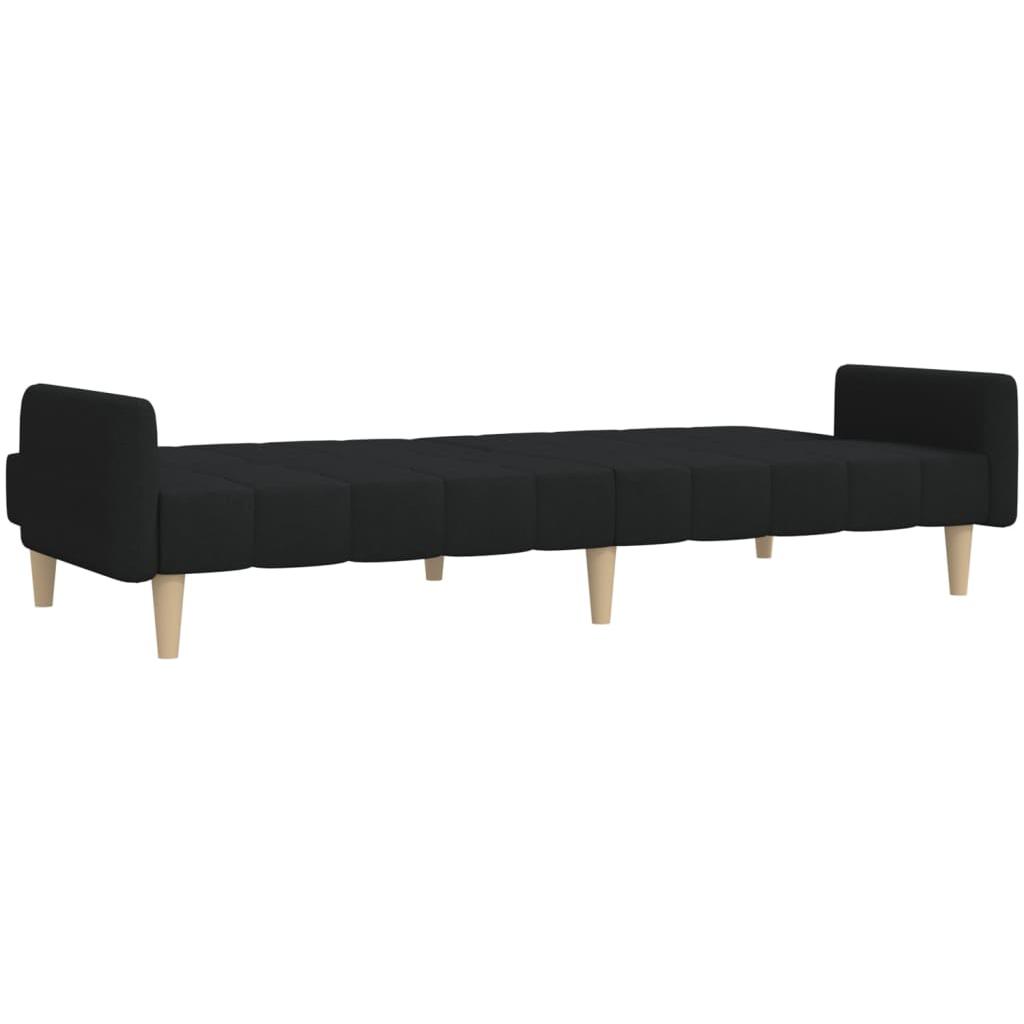 Dvivietė sofa-lova, juodos spalvos, audinys