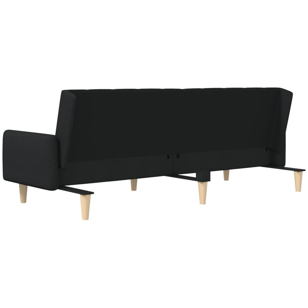 Dvivietė sofa-lova, juodos spalvos, audinys