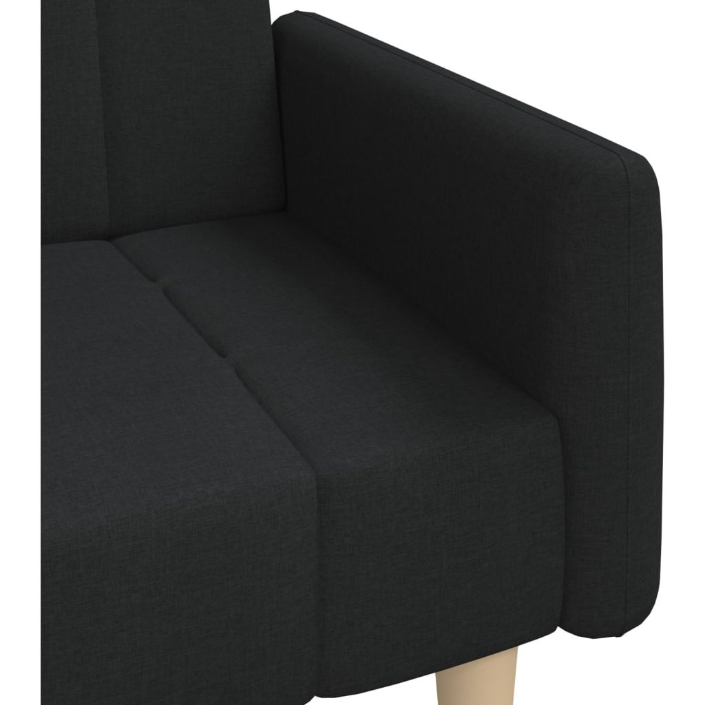 Dvivietė sofa-lova, juodos spalvos, audinys