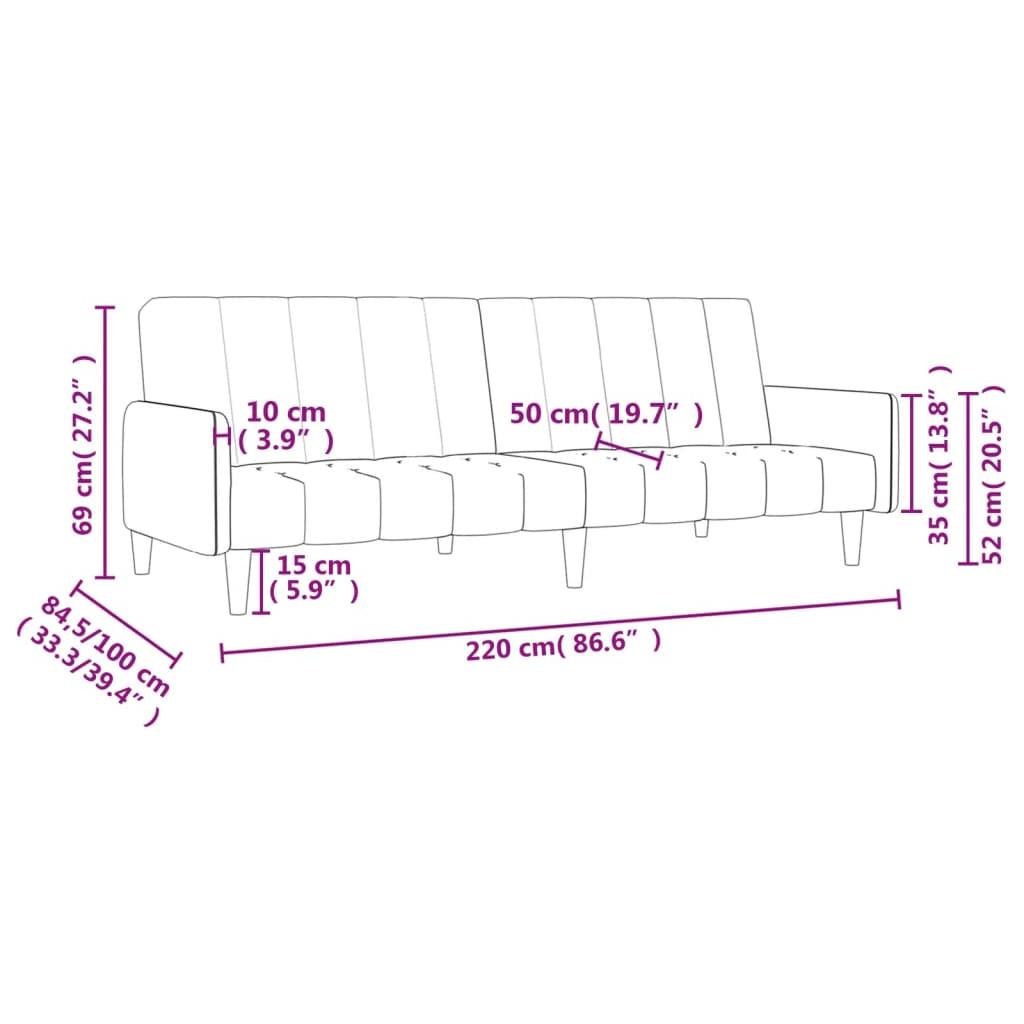 Dvivietė sofa-lova, juodos spalvos, audinys