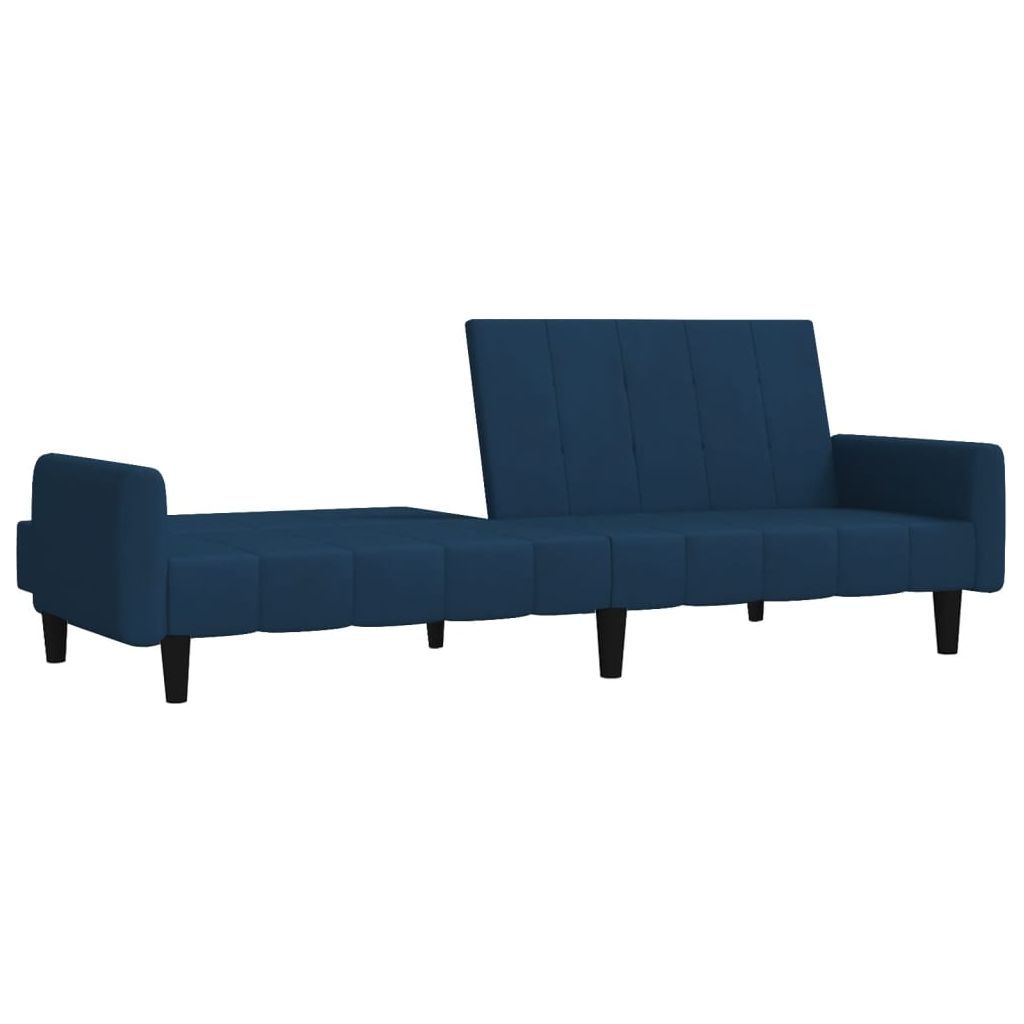 Dvivietė sofa-lova, mėlynos spalvos, aksomas