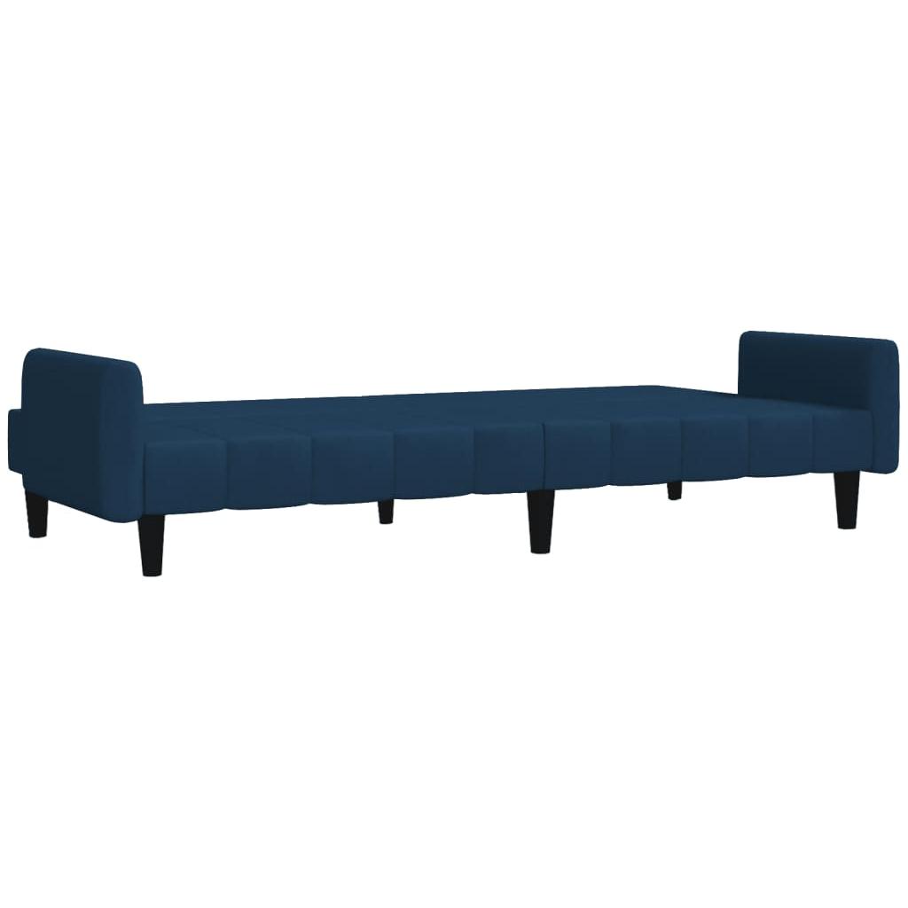 Dvivietė sofa-lova, mėlynos spalvos, aksomas