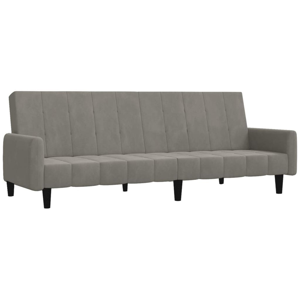 Dvivietė sofa-lova, šviesiai pilkos spalvos, aksomas