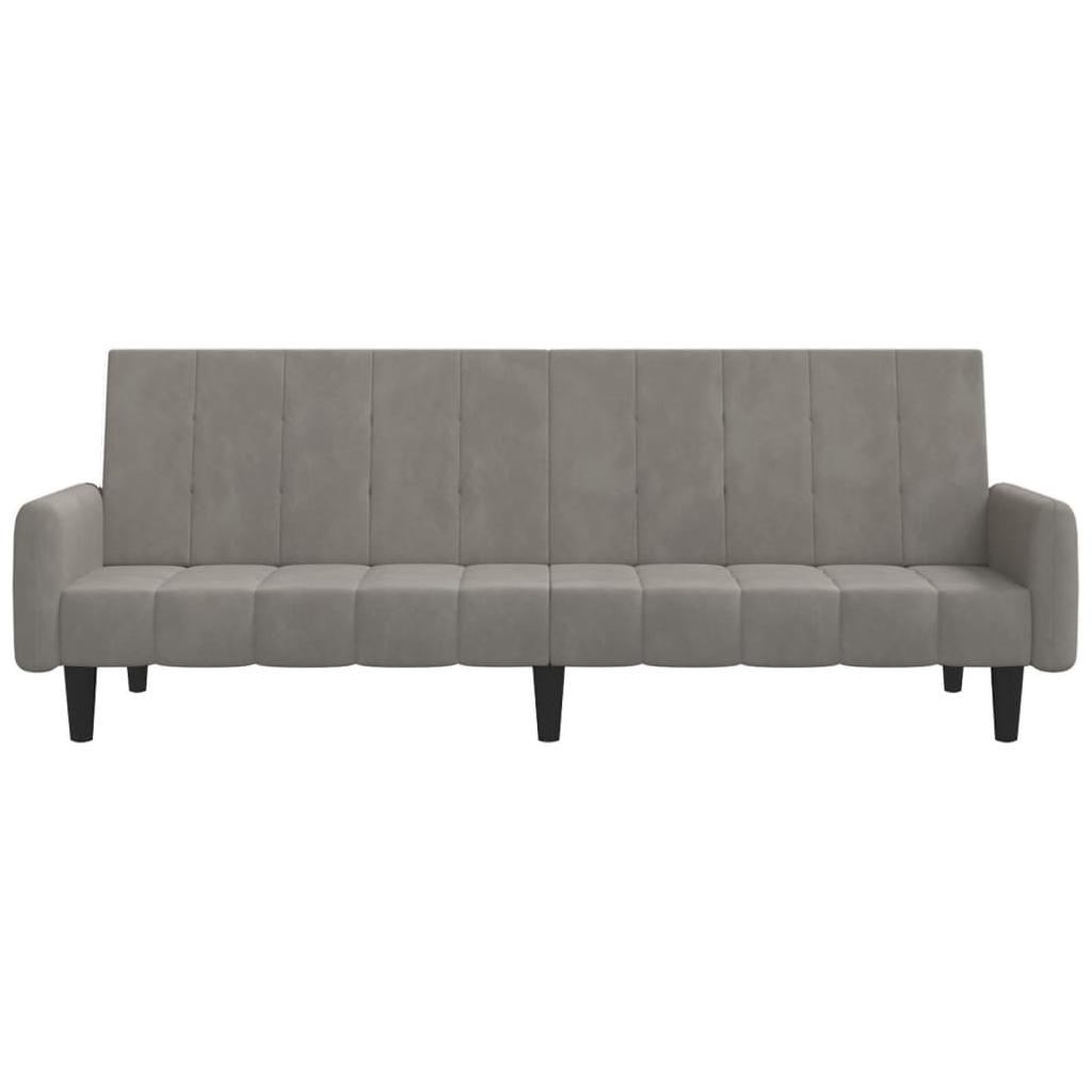 Dvivietė sofa-lova, šviesiai pilkos spalvos, aksomas