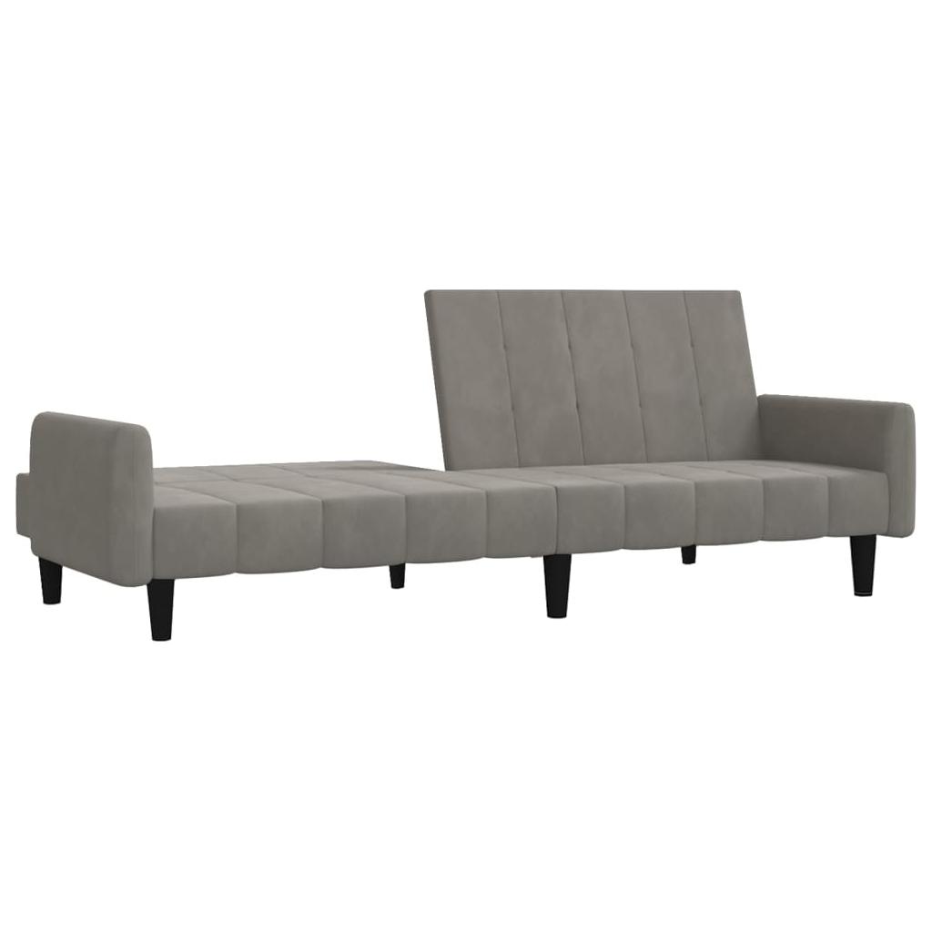 Dvivietė sofa-lova, šviesiai pilkos spalvos, aksomas