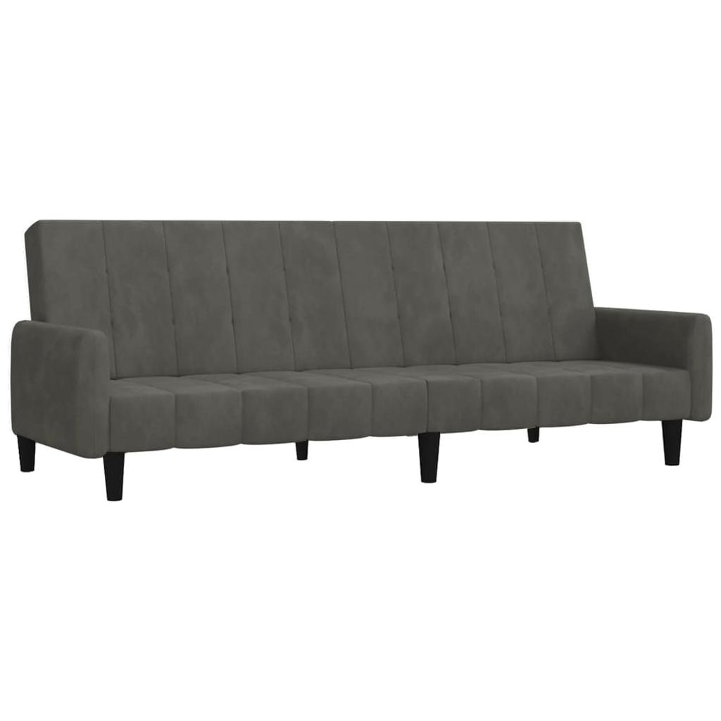 Dvivietė sofa-lova, tamsiai pilkos spalvos, aksomas