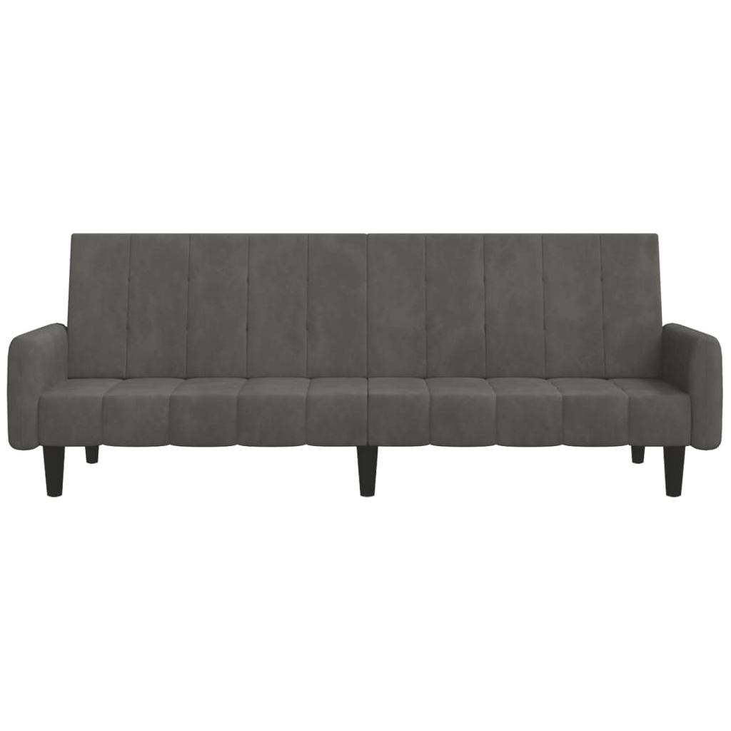 Dvivietė sofa-lova, tamsiai pilkos spalvos, aksomas