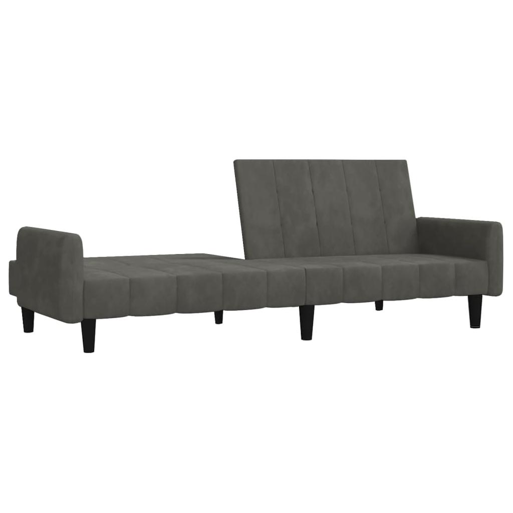 Dvivietė sofa-lova, tamsiai pilkos spalvos, aksomas