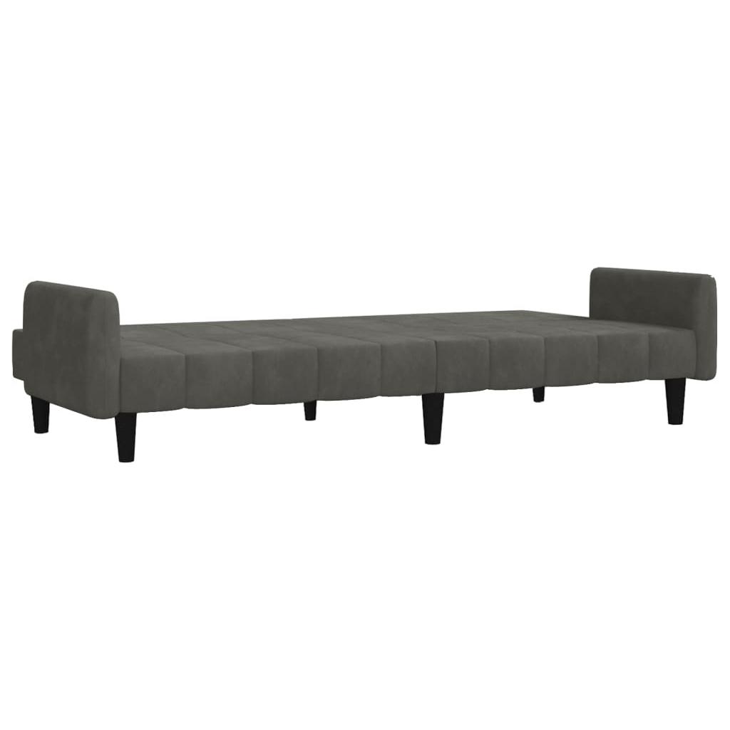 Dvivietė sofa-lova, tamsiai pilkos spalvos, aksomas