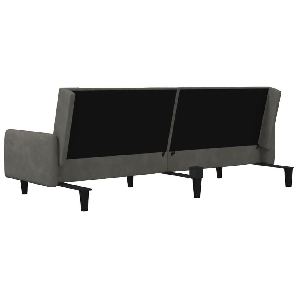 Dvivietė sofa-lova, tamsiai pilkos spalvos, aksomas