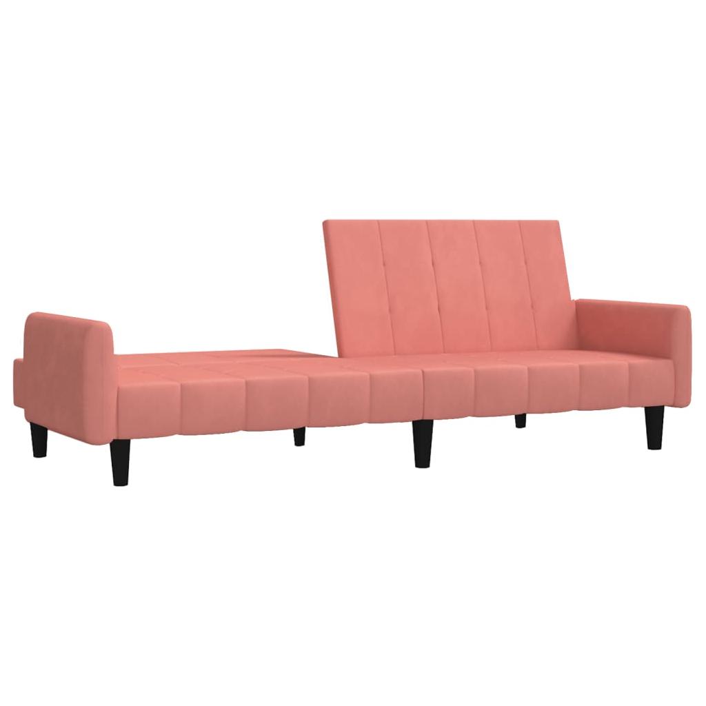 Dvivietė sofa-lova, rožinės spalvos, aksomas