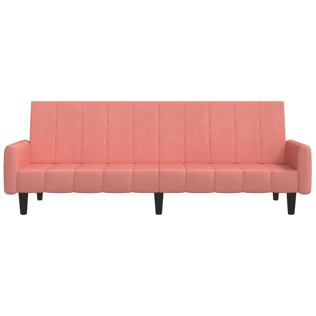 Dvivietė sofa-lova, rožinės spalvos, aksomas