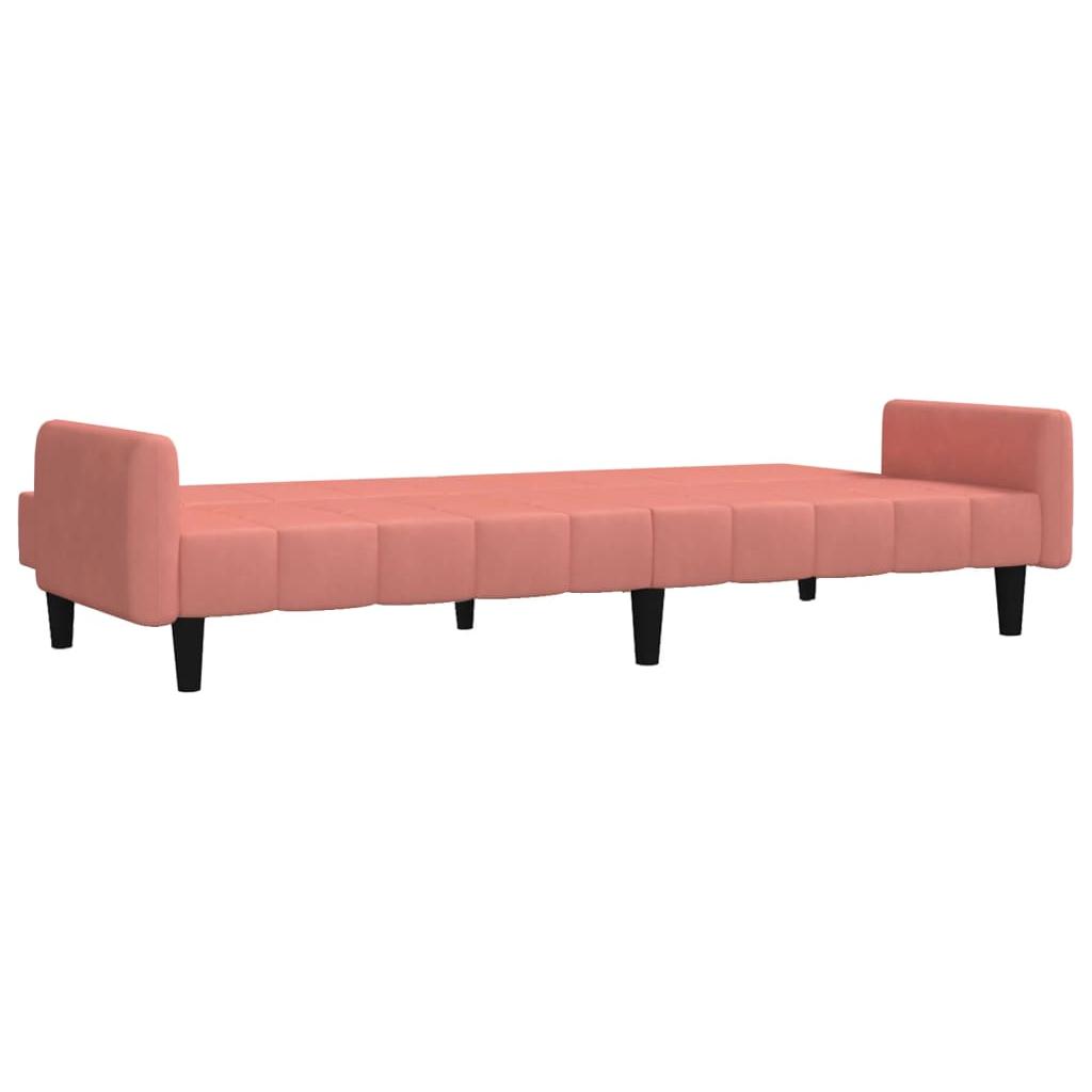 Dvivietė sofa-lova, rožinės spalvos, aksomas