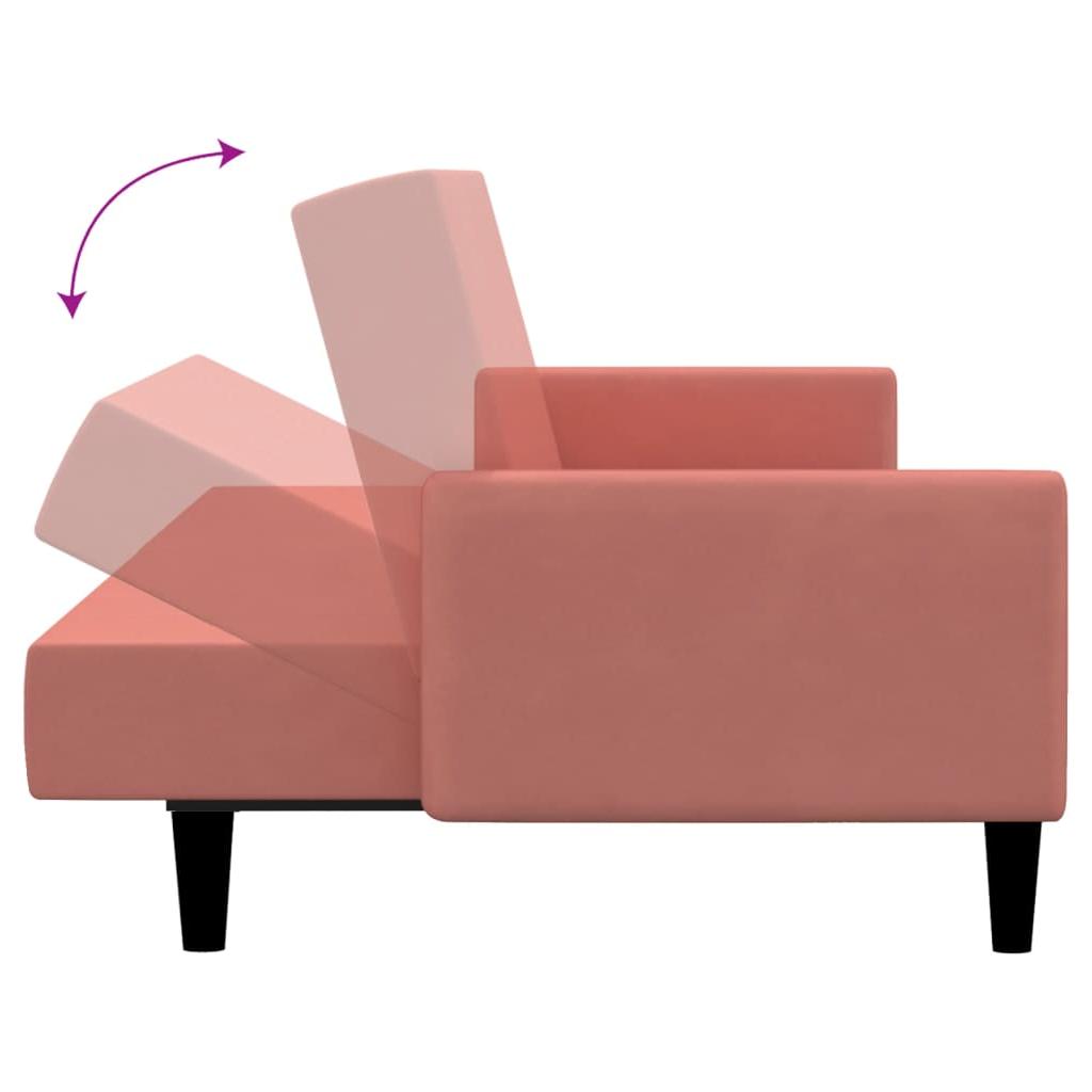 Dvivietė sofa-lova, rožinės spalvos, aksomas