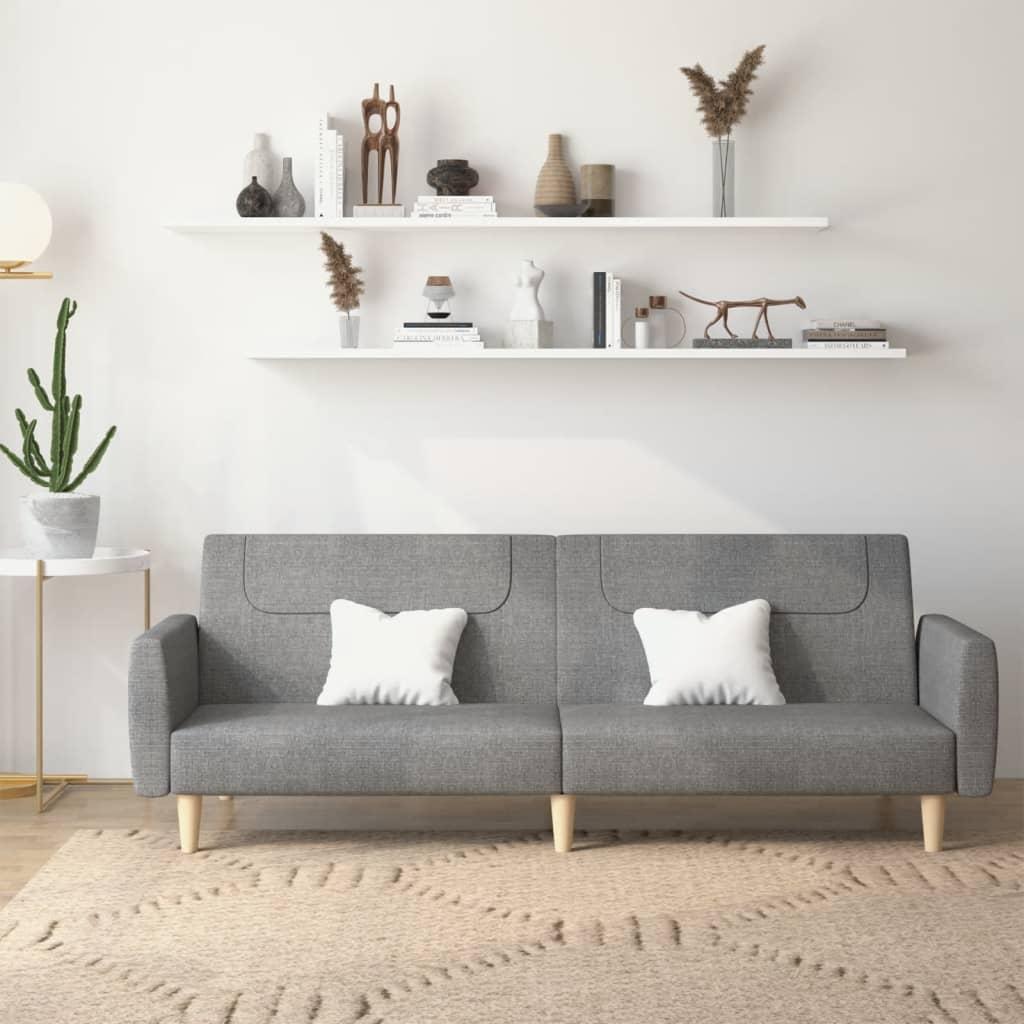 Dvivietė sofa-lova, šviesiai pilkos spalvos, audinys