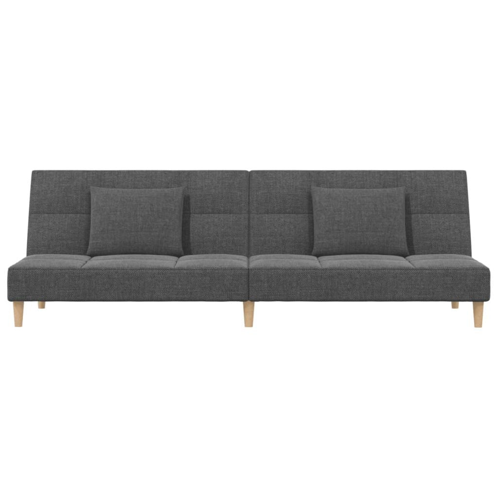 Dvivietė sofa-lova su dvejomis pagalvėmis, pilka, audinys