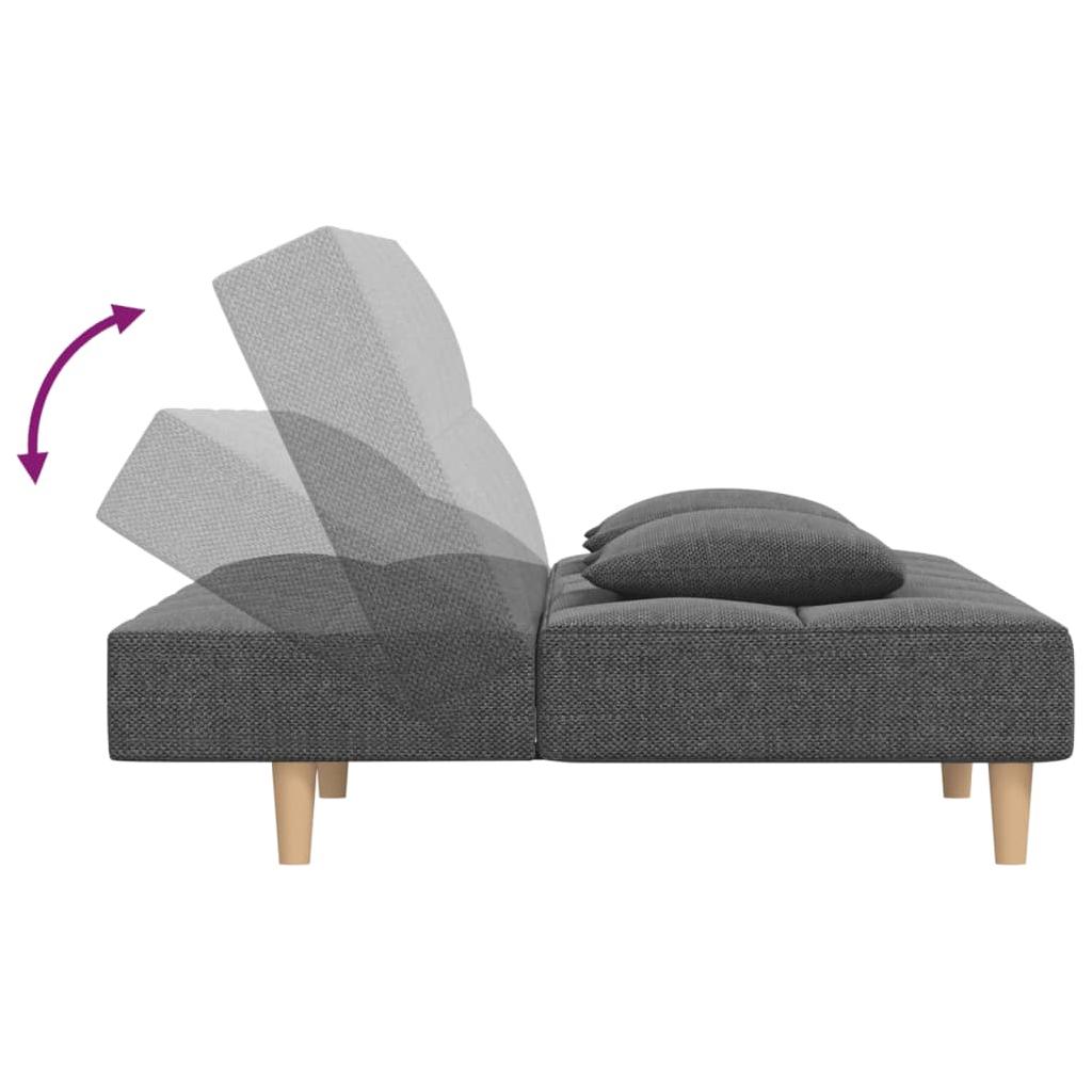 Dvivietė sofa-lova su dvejomis pagalvėmis, pilka, audinys