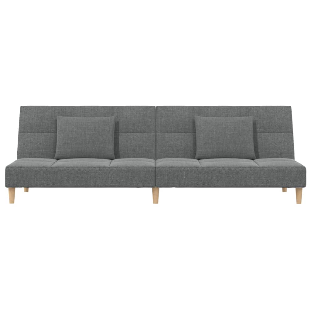 Dvivietė sofa-lova su dvejomis pagalvėmis, pilka, audinys