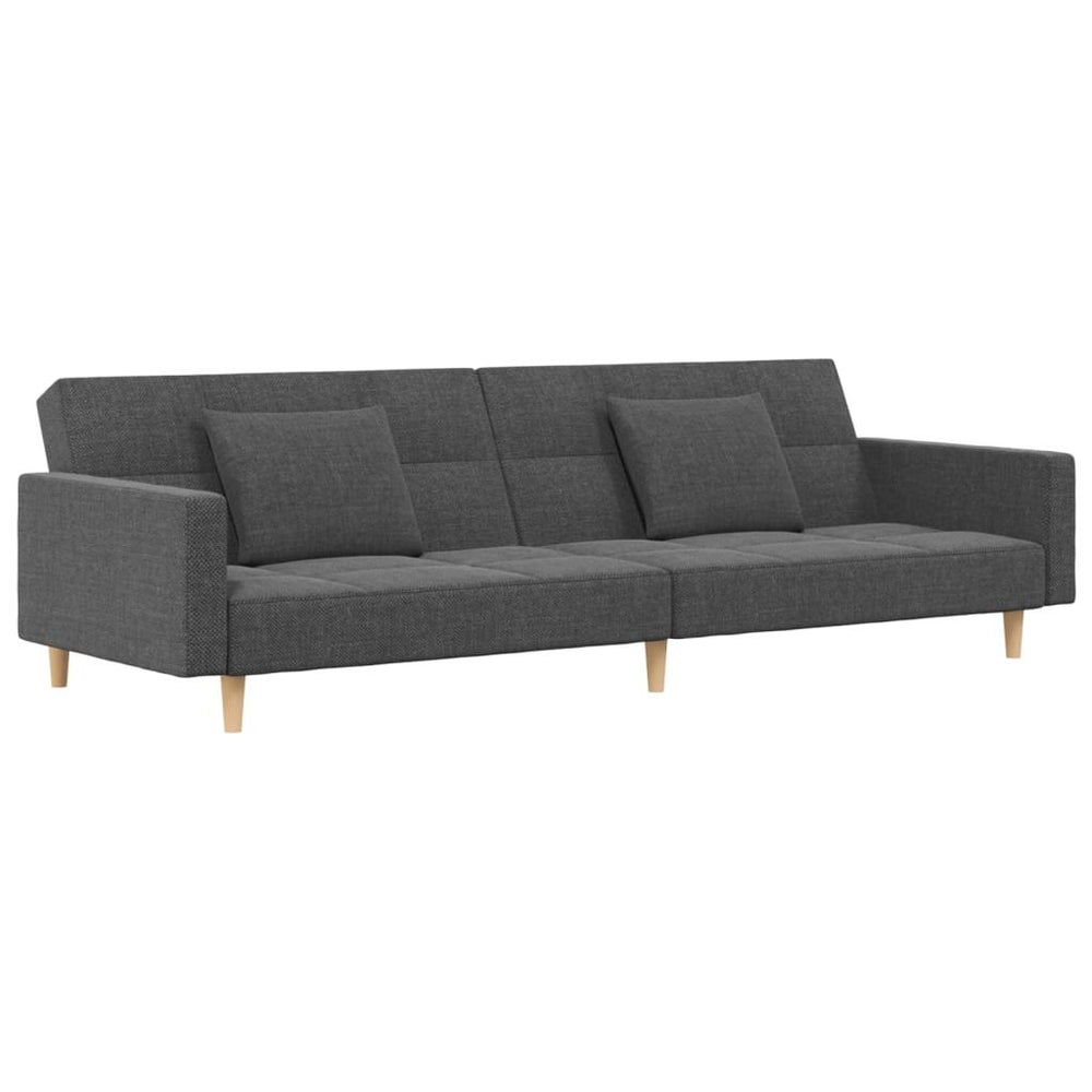 Dvivietė sofa-lova su dvejomis pagalvėmis, pilka, audinys