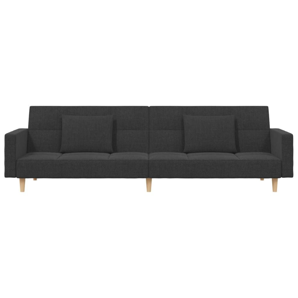 Dvivietė sofa-lova su dvejomis pagalvėmis, pilka, audinys