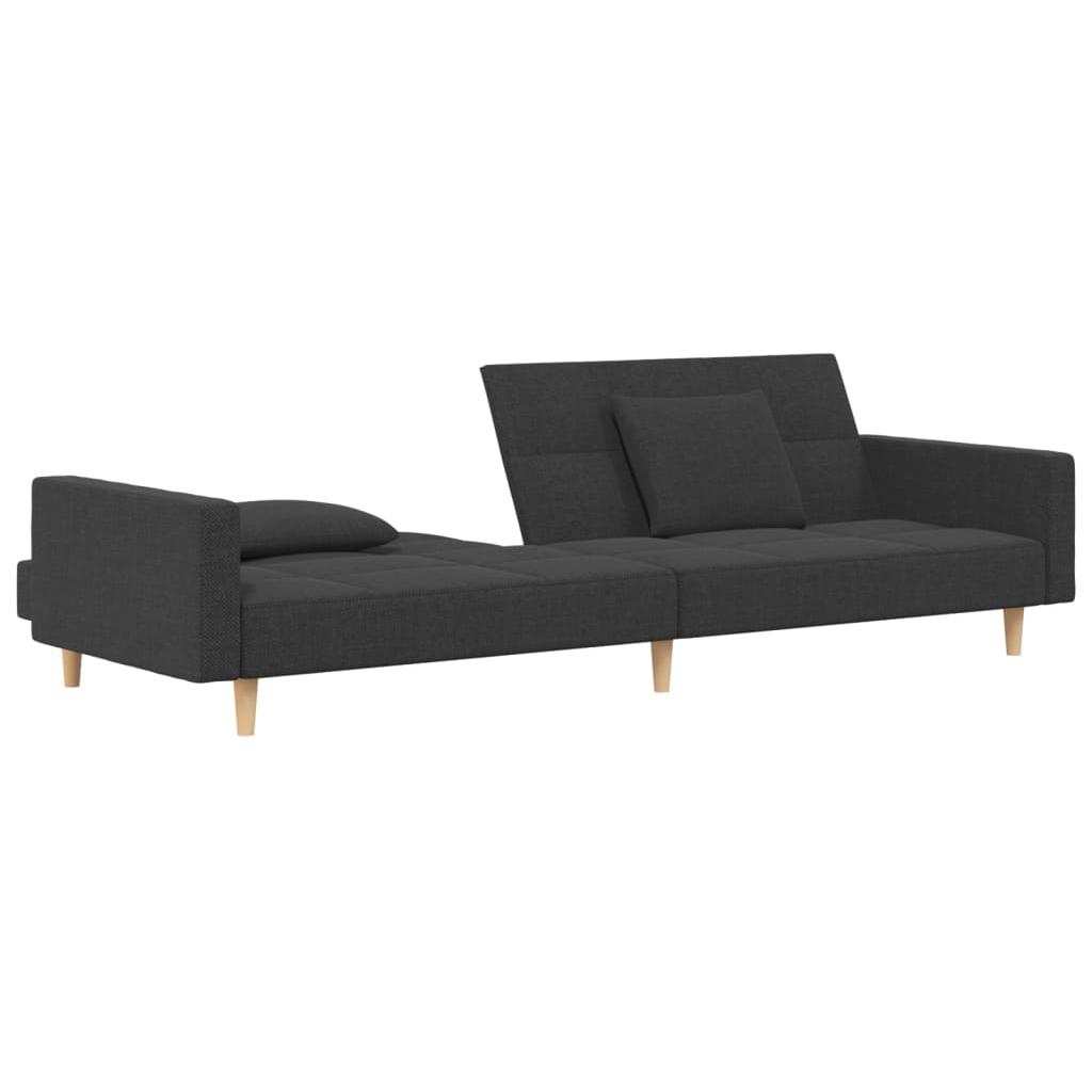 Dvivietė sofa-lova su dvejomis pagalvėmis, pilka, audinys