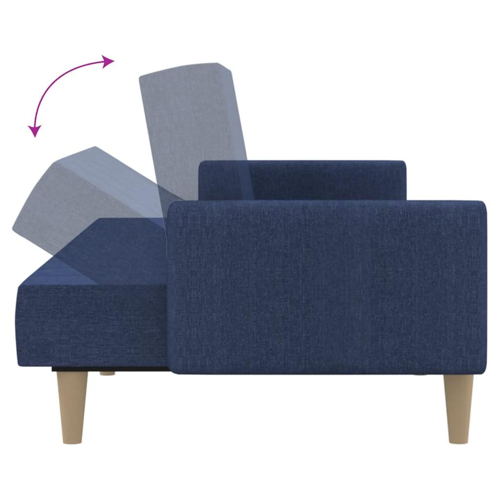 Dvivietė sofa-lova, mėlynos spalvos, audinys