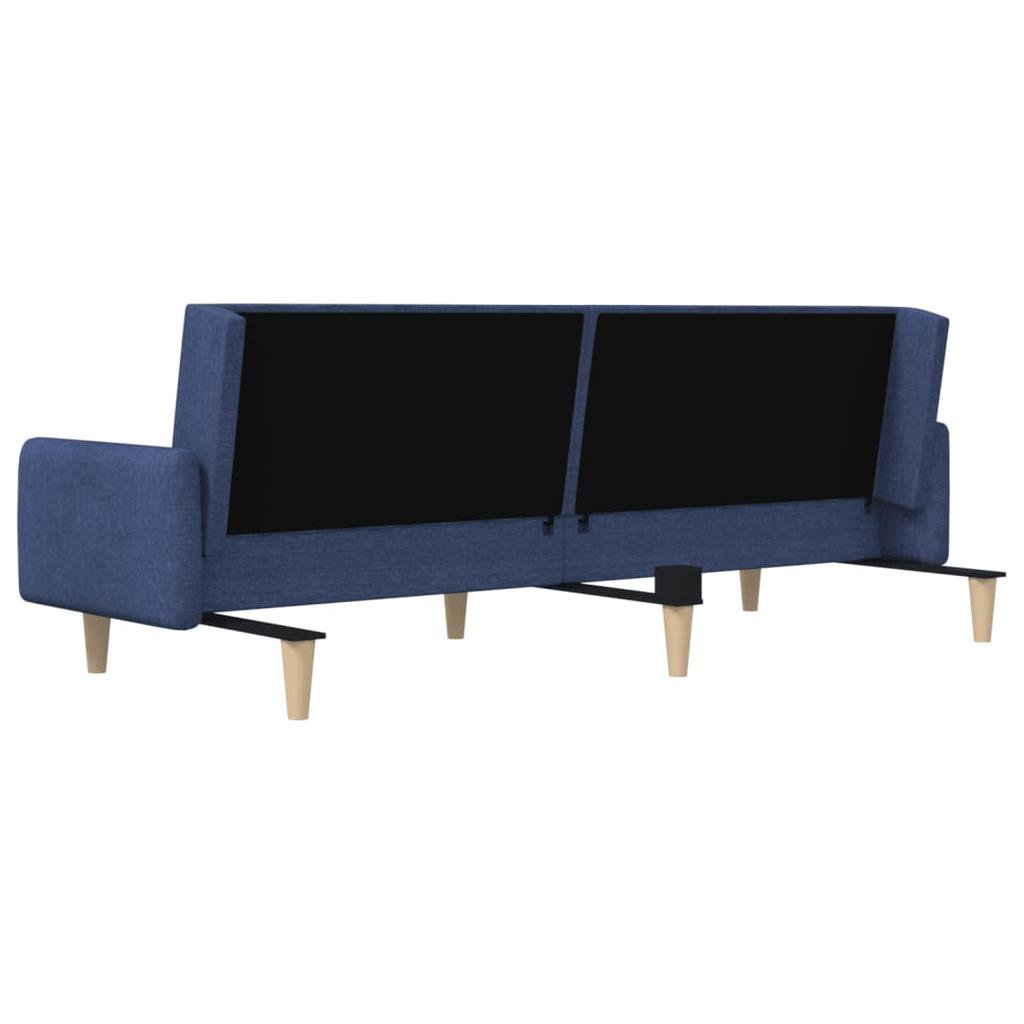 Dvivietė sofa-lova, mėlynos spalvos, audinys