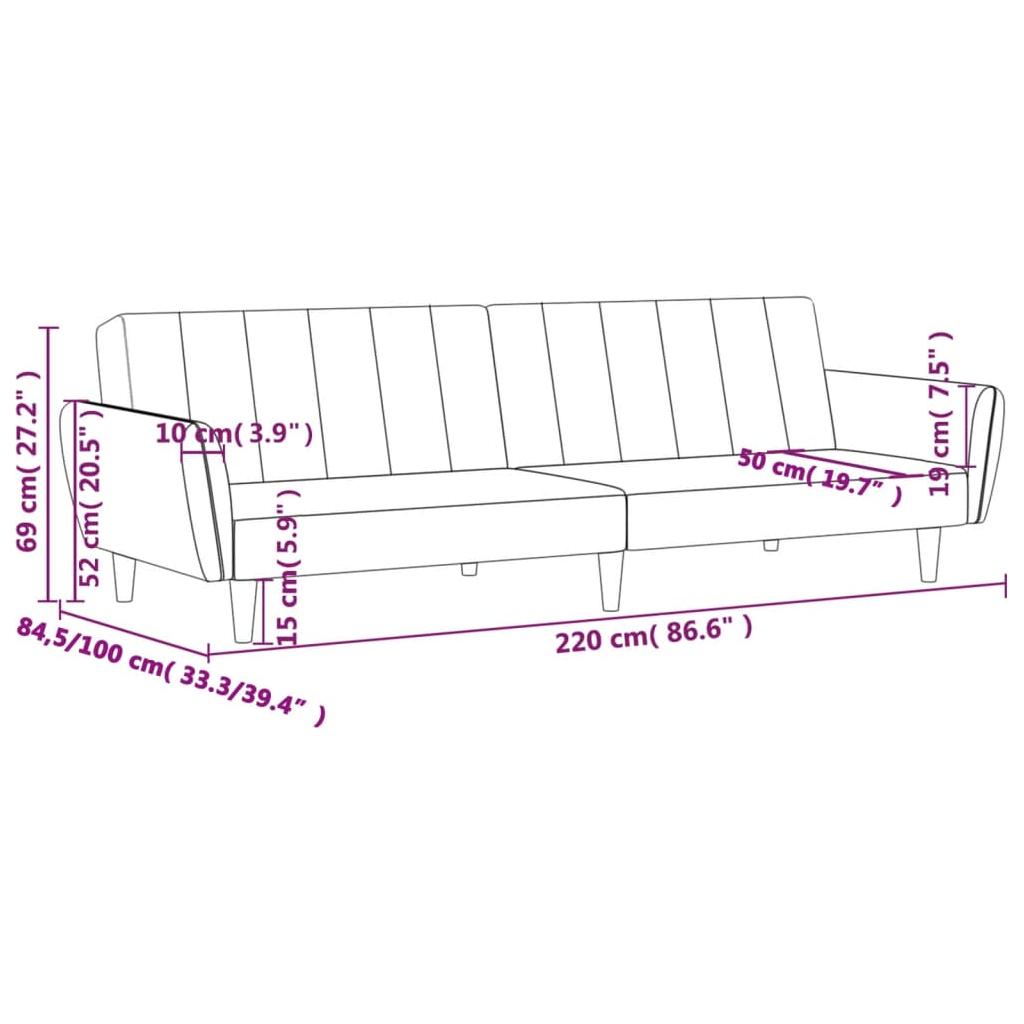 Dvivietė sofa-lova, mėlynos spalvos, audinys