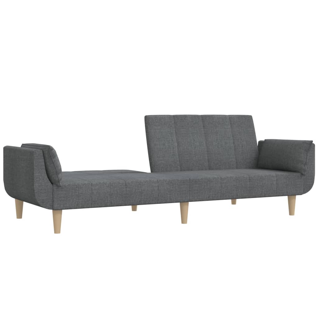 Dvivietė sofa-lova su dvejomis pagalvėmis, pilka, audinys