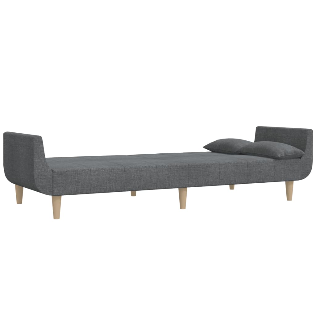 Dvivietė sofa-lova su dvejomis pagalvėmis, pilka, audinys