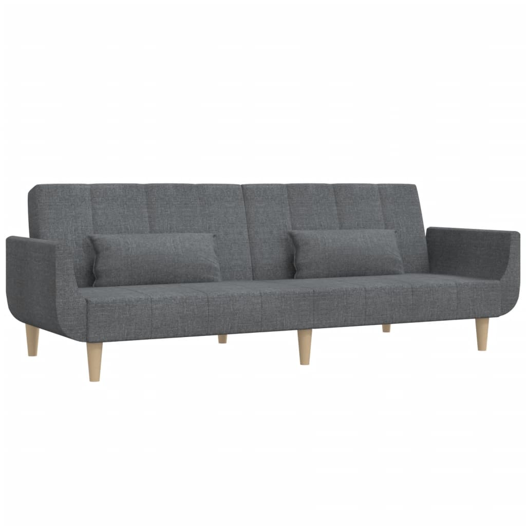 Dvivietė sofa-lova su dvejomis pagalvėmis, pilka, audinys