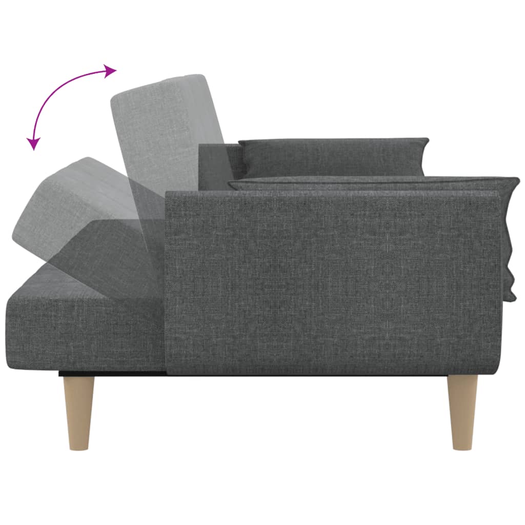 Dvivietė sofa-lova su dvejomis pagalvėmis, pilka, audinys