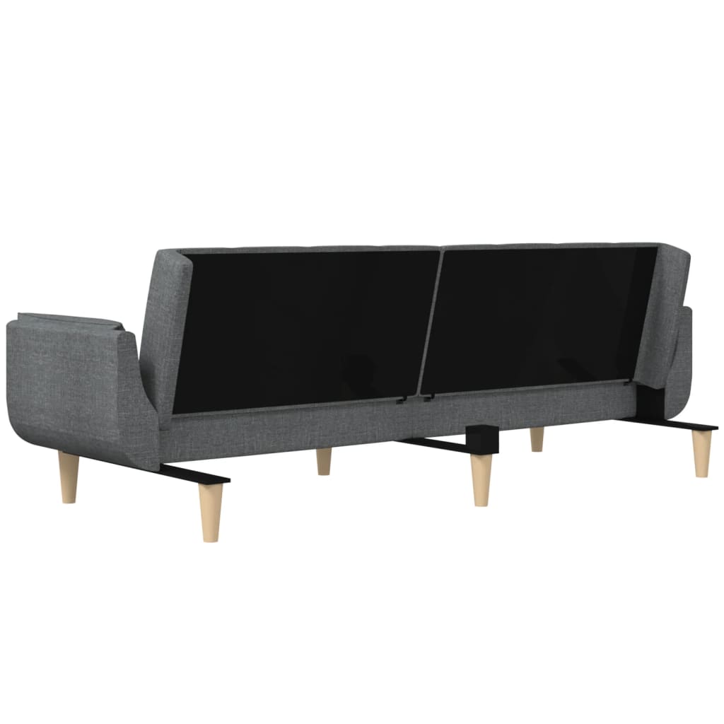 Dvivietė sofa-lova su dvejomis pagalvėmis, pilka, audinys