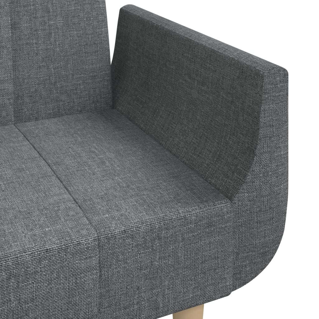 Dvivietė sofa-lova su dvejomis pagalvėmis, pilka, audinys