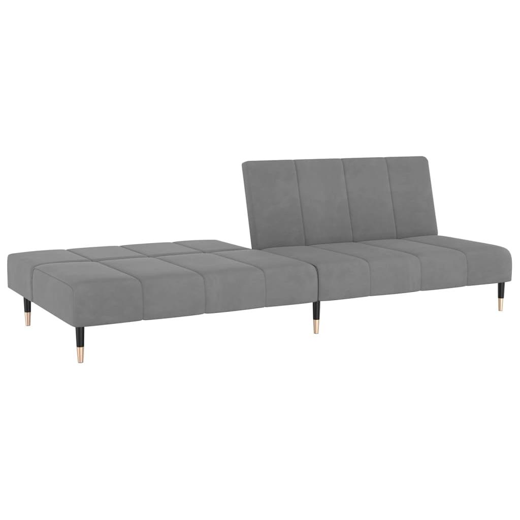 Dvivietė sofa-lova, šviesiai pilkos spalvos, aksomas