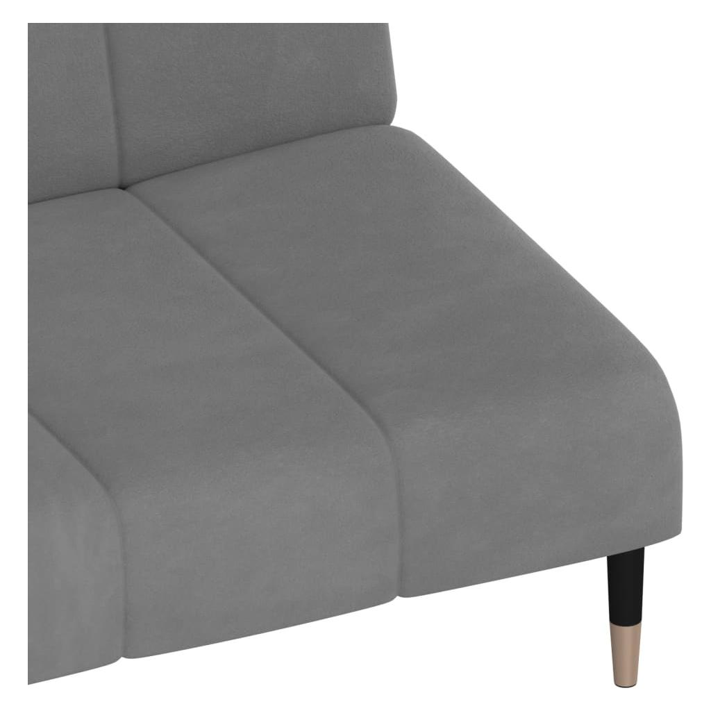 Dvivietė sofa-lova, šviesiai pilkos spalvos, aksomas