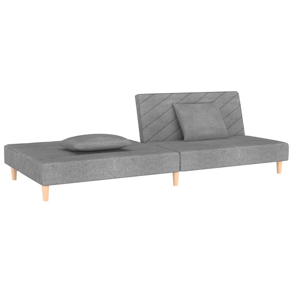 Dvivietė sofa-lova su dvejomis pagalvėmis, pilka, audinys