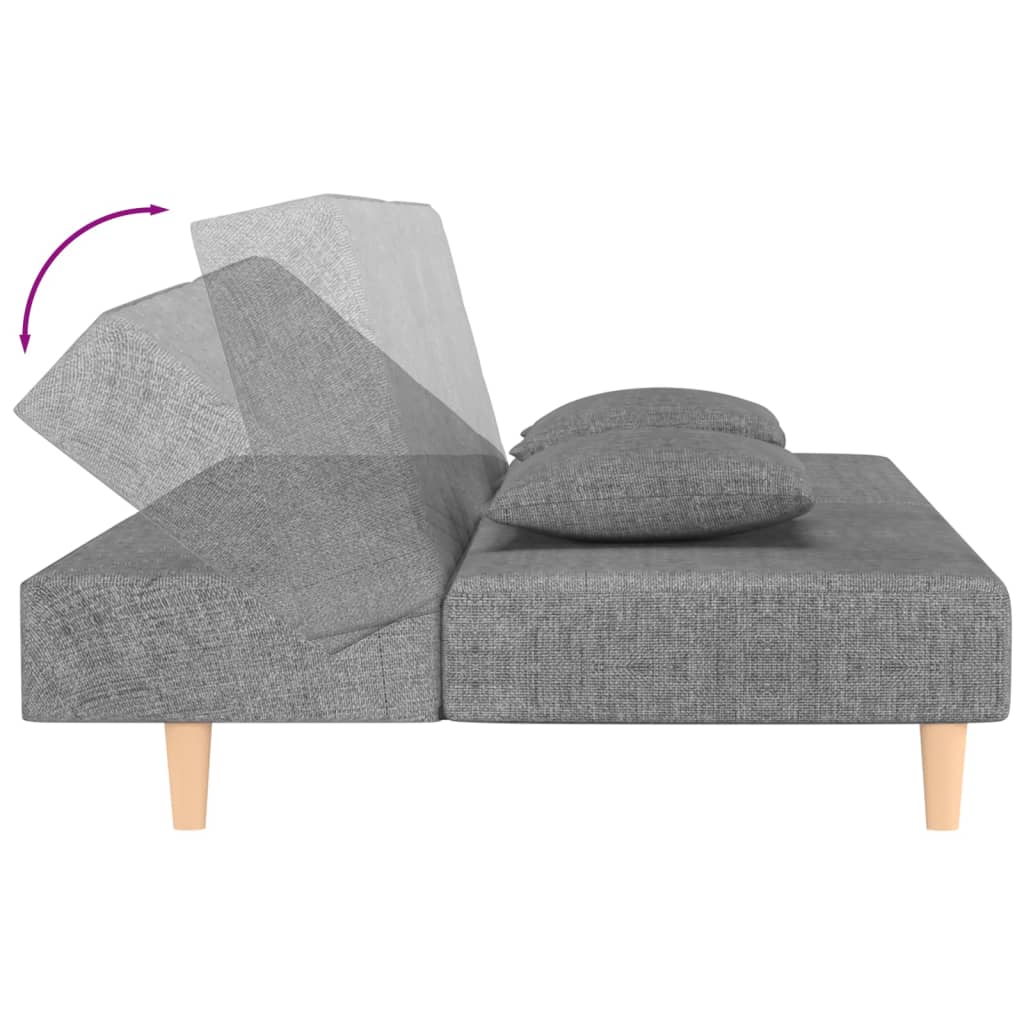 Dvivietė sofa-lova su dvejomis pagalvėmis, pilka, audinys