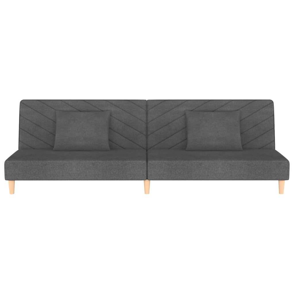 Dvivietė sofa-lova su dvejomis pagalvėmis, pilka, audinys