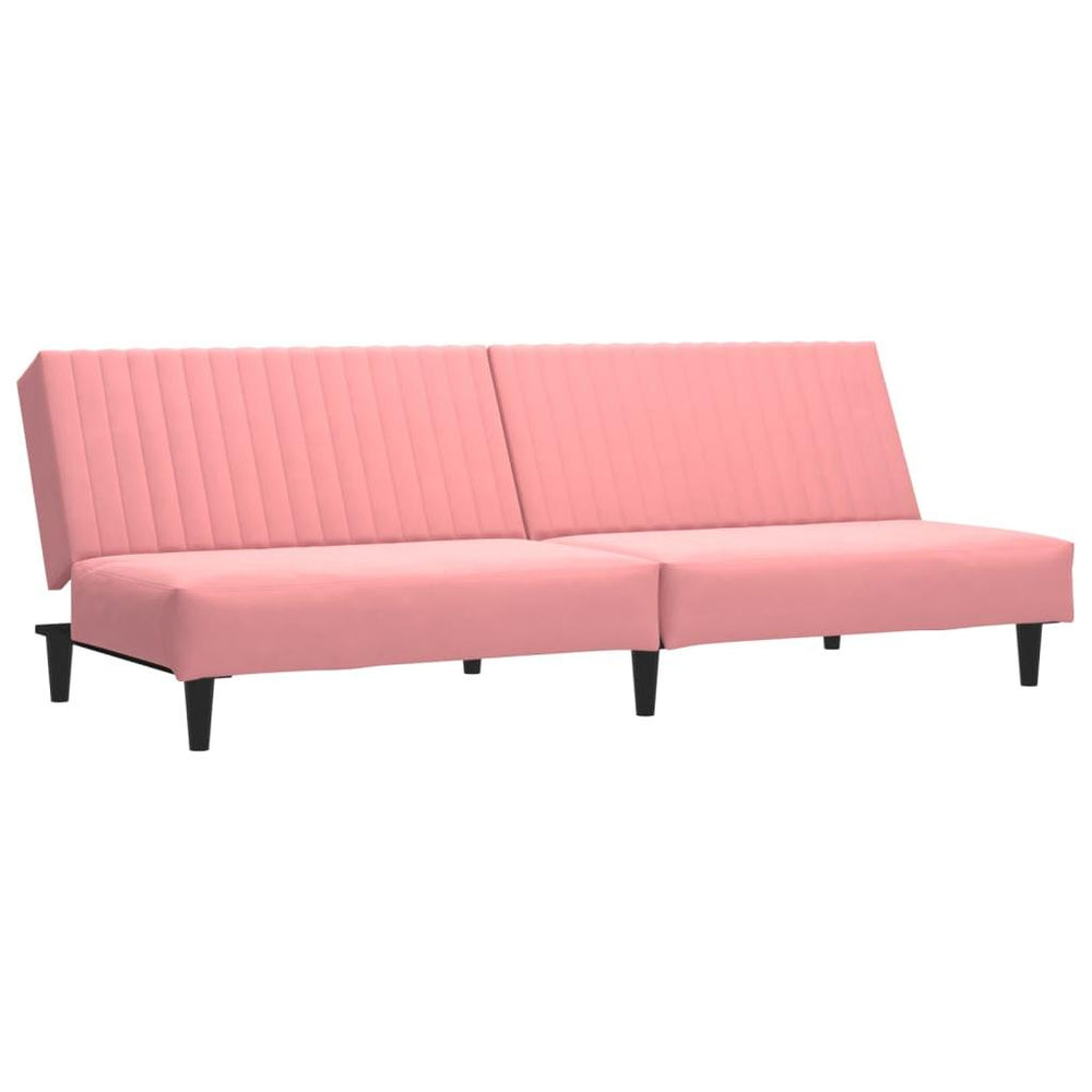 Dvivietė sofa-lova, rožinės spalvos, aksomas