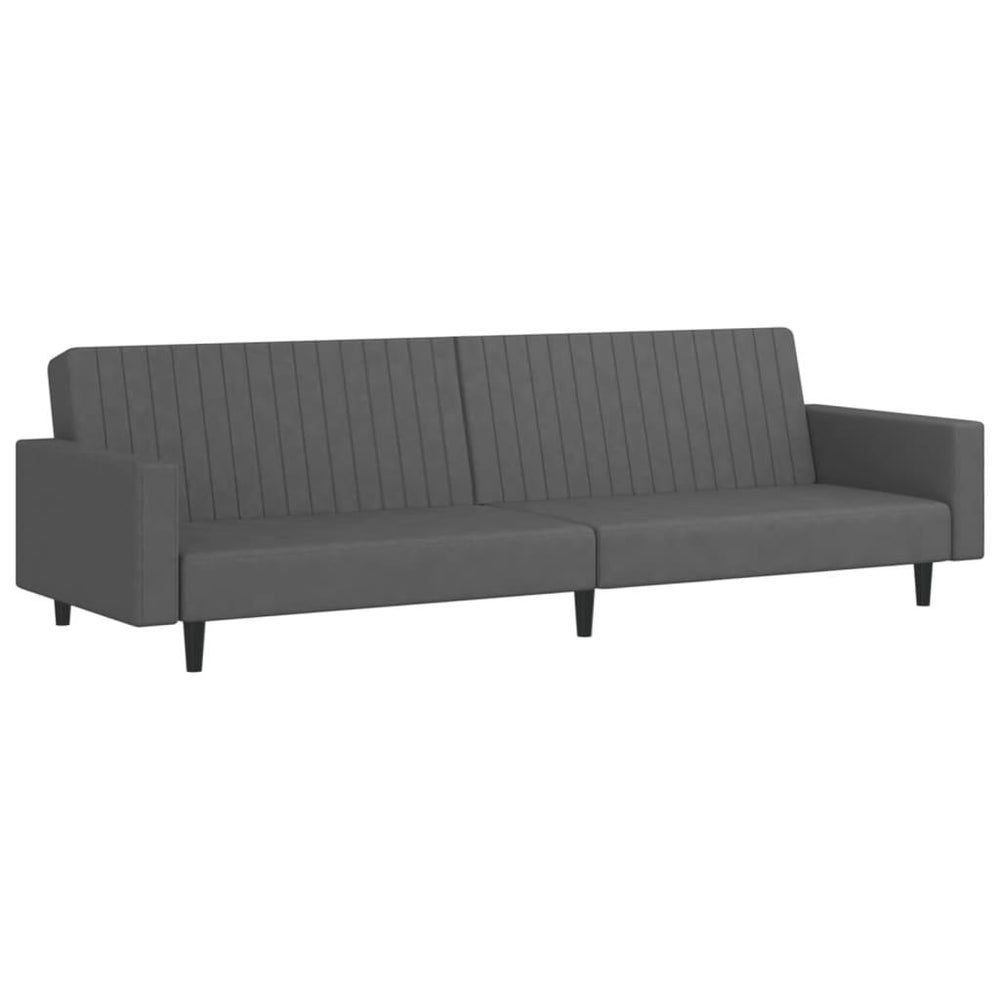 Dvivietė sofa-lova, tamsiai pilkos spalvos, aksomas