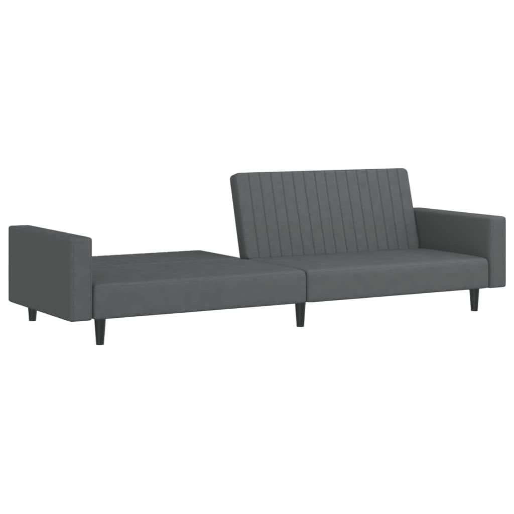 Dvivietė sofa-lova, tamsiai pilkos spalvos, aksomas