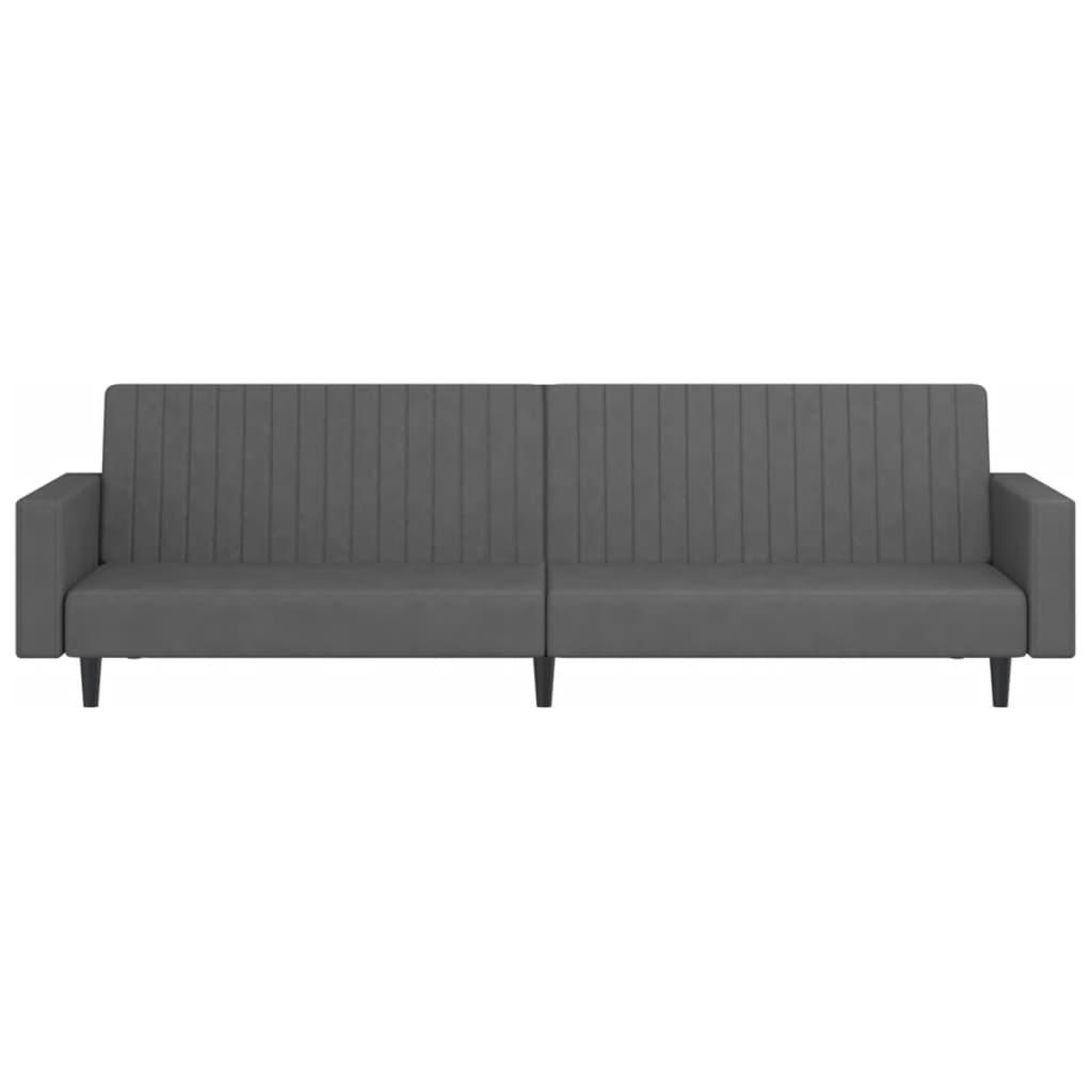 Dvivietė sofa-lova, tamsiai pilkos spalvos, aksomas