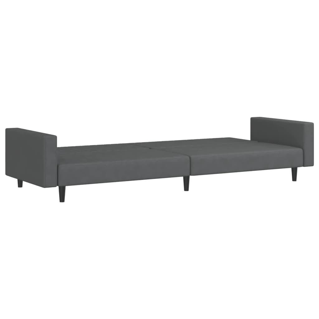 Dvivietė sofa-lova, tamsiai pilkos spalvos, aksomas